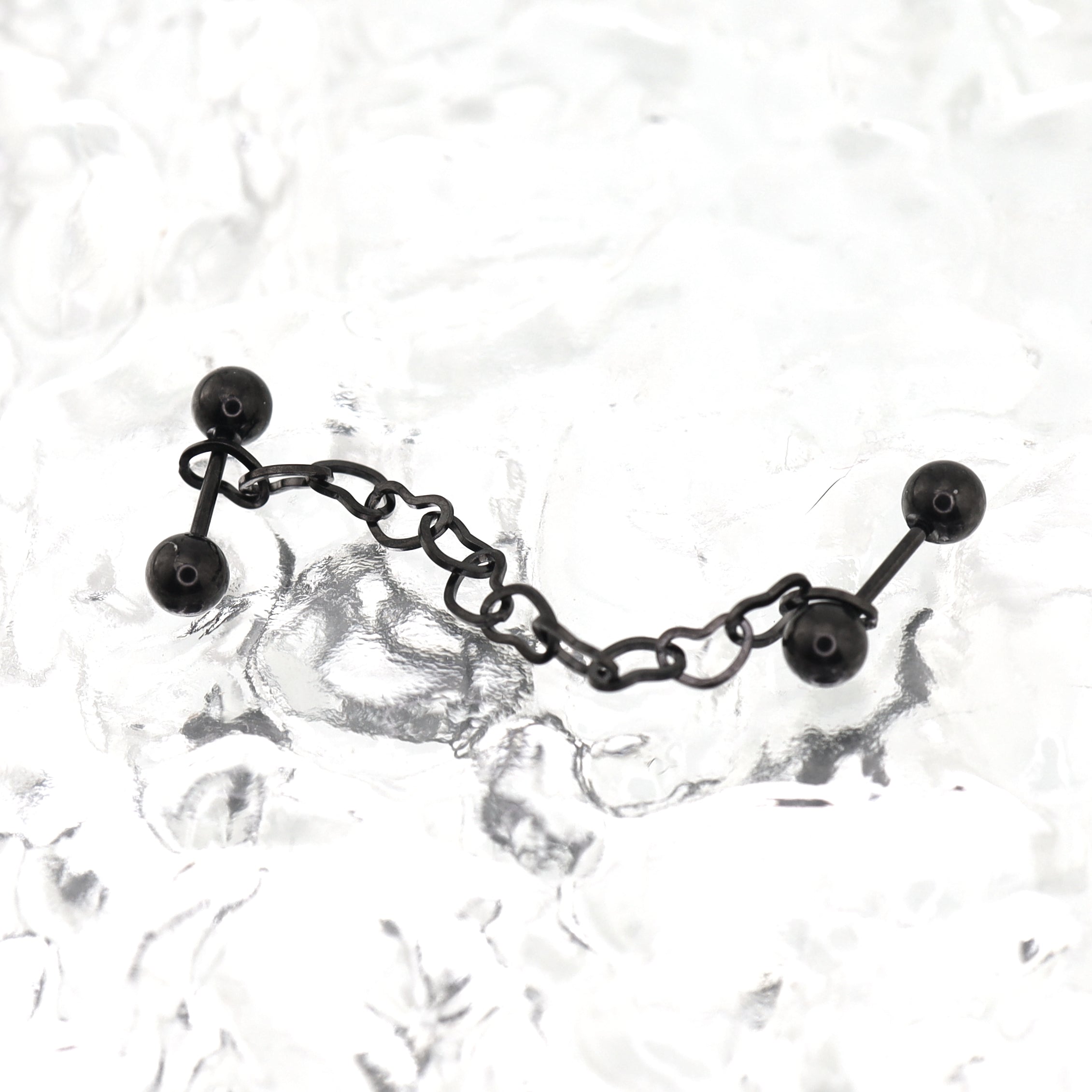 Black Heart Chain Stainless Steel Ear Chain - Black Heart Chain Stainless Steel Ear Chain - Sliver by CRUXJEWELRY