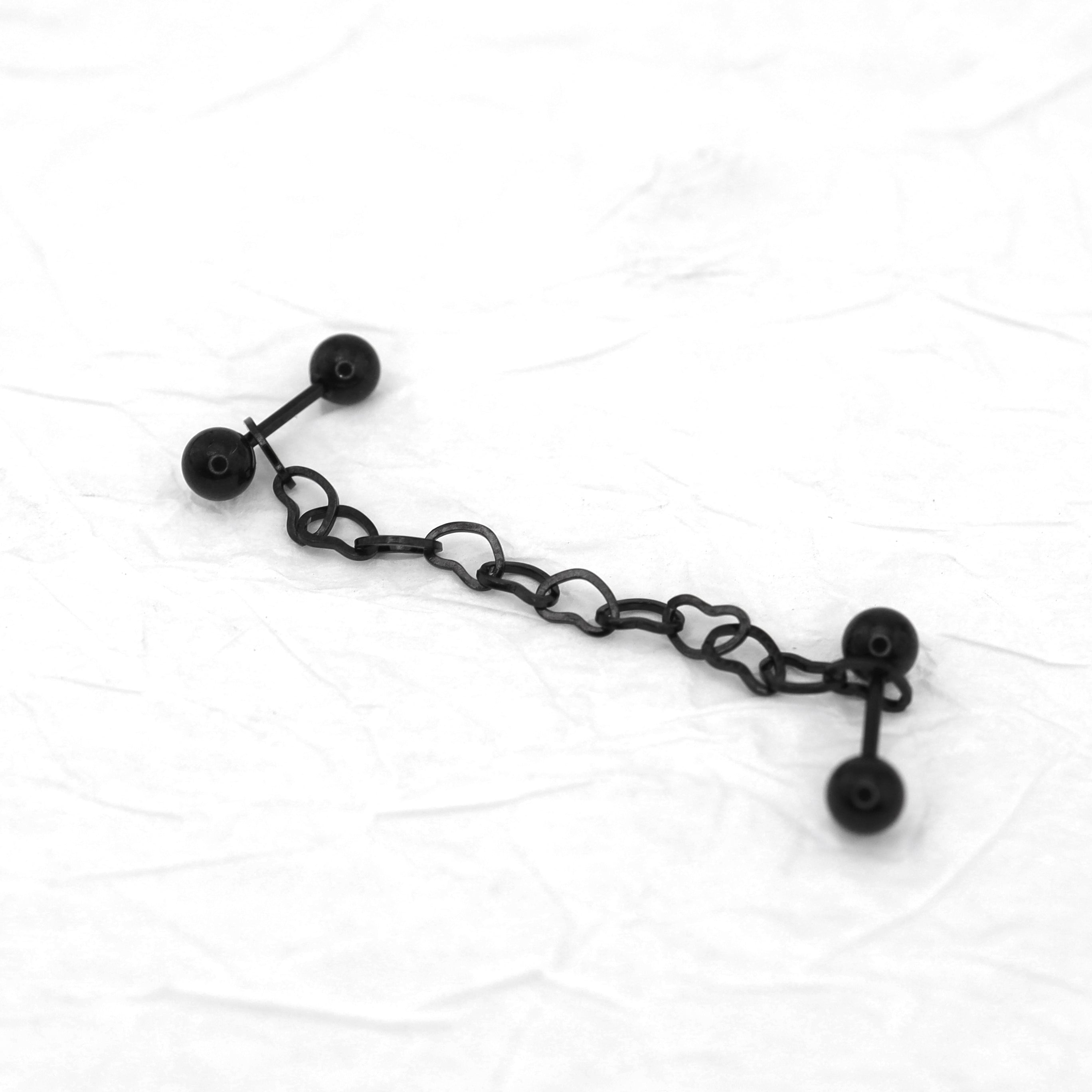 Black Heart Chain Stainless Steel Ear Chain - Black Heart Chain Stainless Steel Ear Chain - Sliver by CRUXJEWELRY