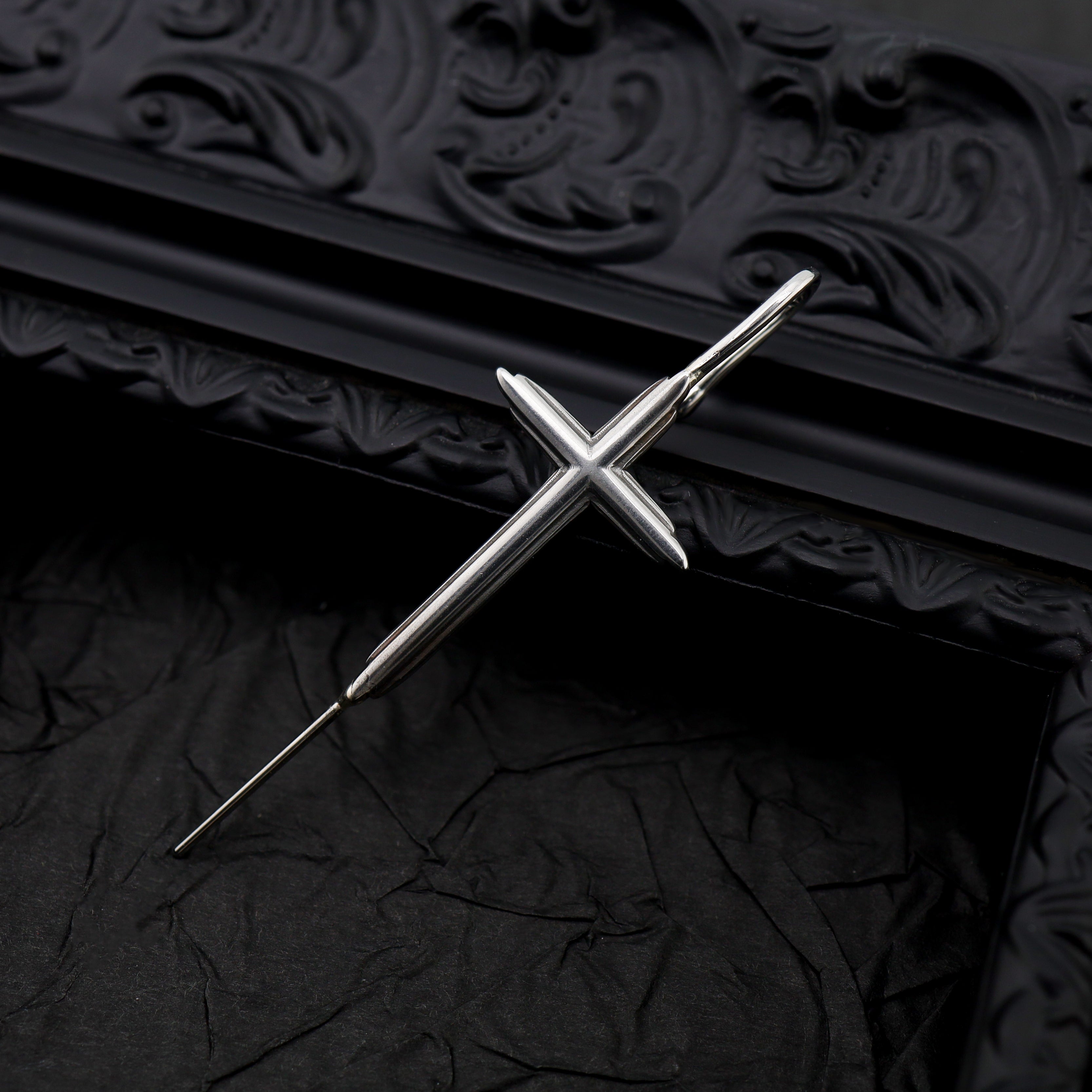 Punk Ear Cross Stainless steel Ear Climber - Punk Ear Cross Stainless steel Ear Climber - Default Title by CRUXJEWELRY