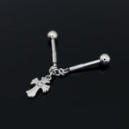 Cross CZ Stainless Steel Industrial Barbell Ear Chain - Cross CZ Stainless Steel Industrial Barbell Ear Chain - Default Title by CRUXJEWELRY
