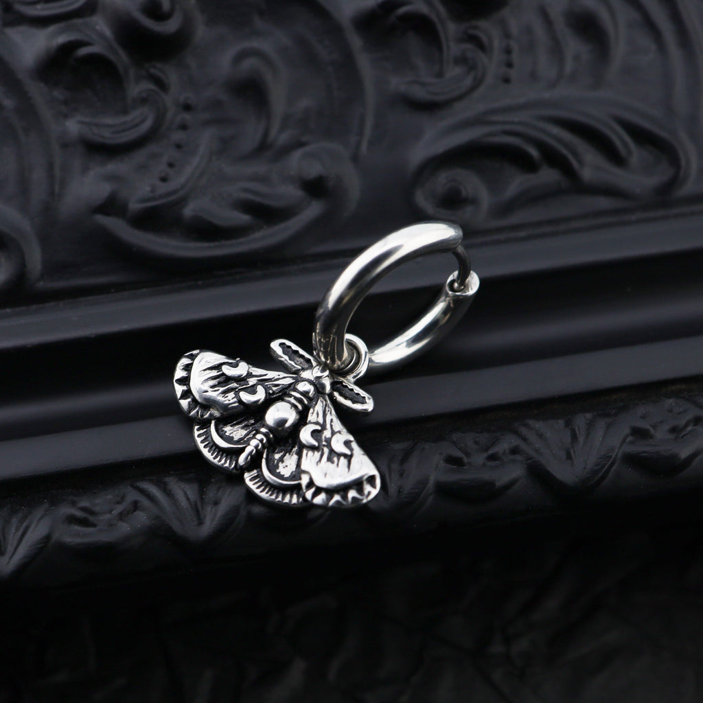 Gothic Moth Insect Pendant Stainless Steel Earrings - Gothic Moth Insect Pendant Stainless Steel Earrings - Single by CRUXJEWELRY