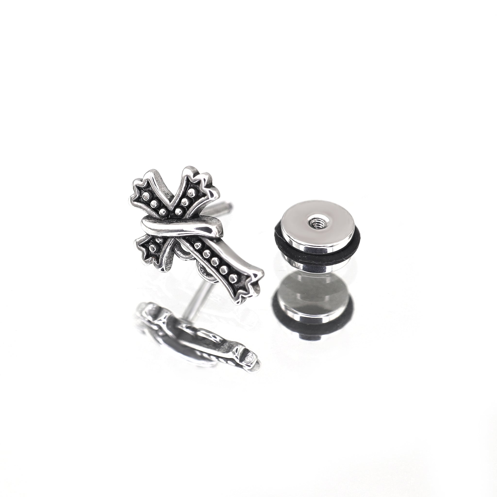 Vintage Twisted Cross Stainless steel Ear Studs - Vintage Twisted Cross Stainless steel Ear Studs - Single by CRUXJEWELRY