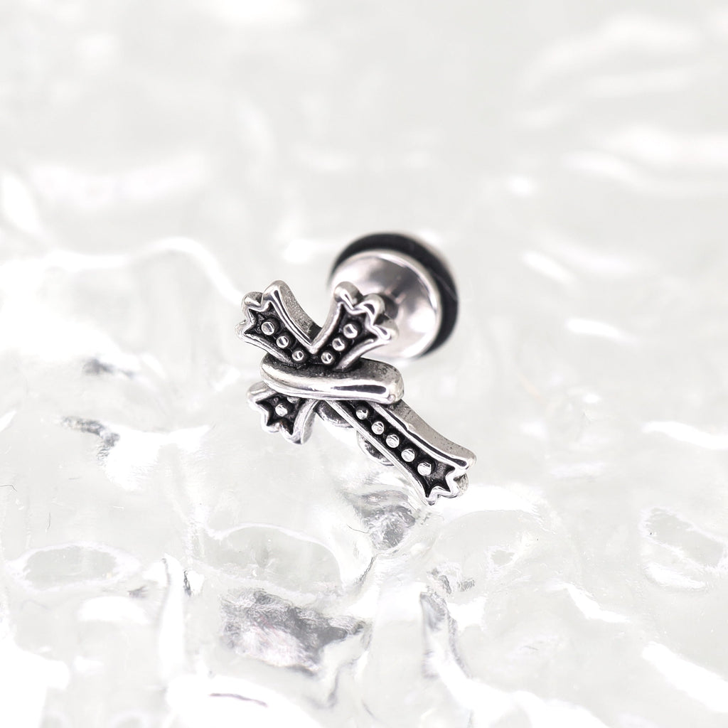 Vintage Twisted Cross Stainless steel Ear Studs - Vintage Twisted Cross Stainless steel Ear Studs - Single by CRUXJEWELRY
