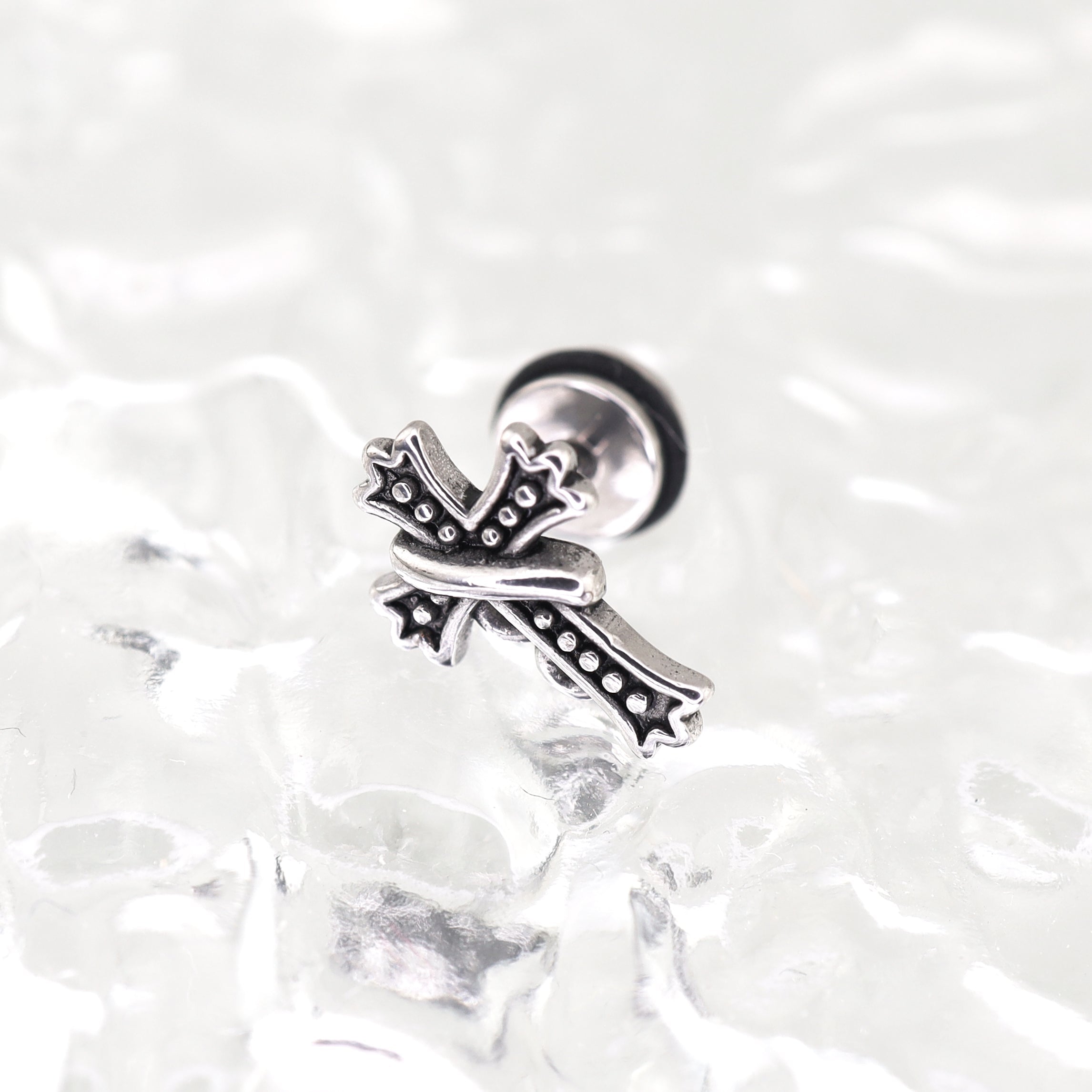 Vintage Twisted Cross Stainless steel Ear Studs - Vintage Twisted Cross Stainless steel Ear Studs - Single by CRUXJEWELRY