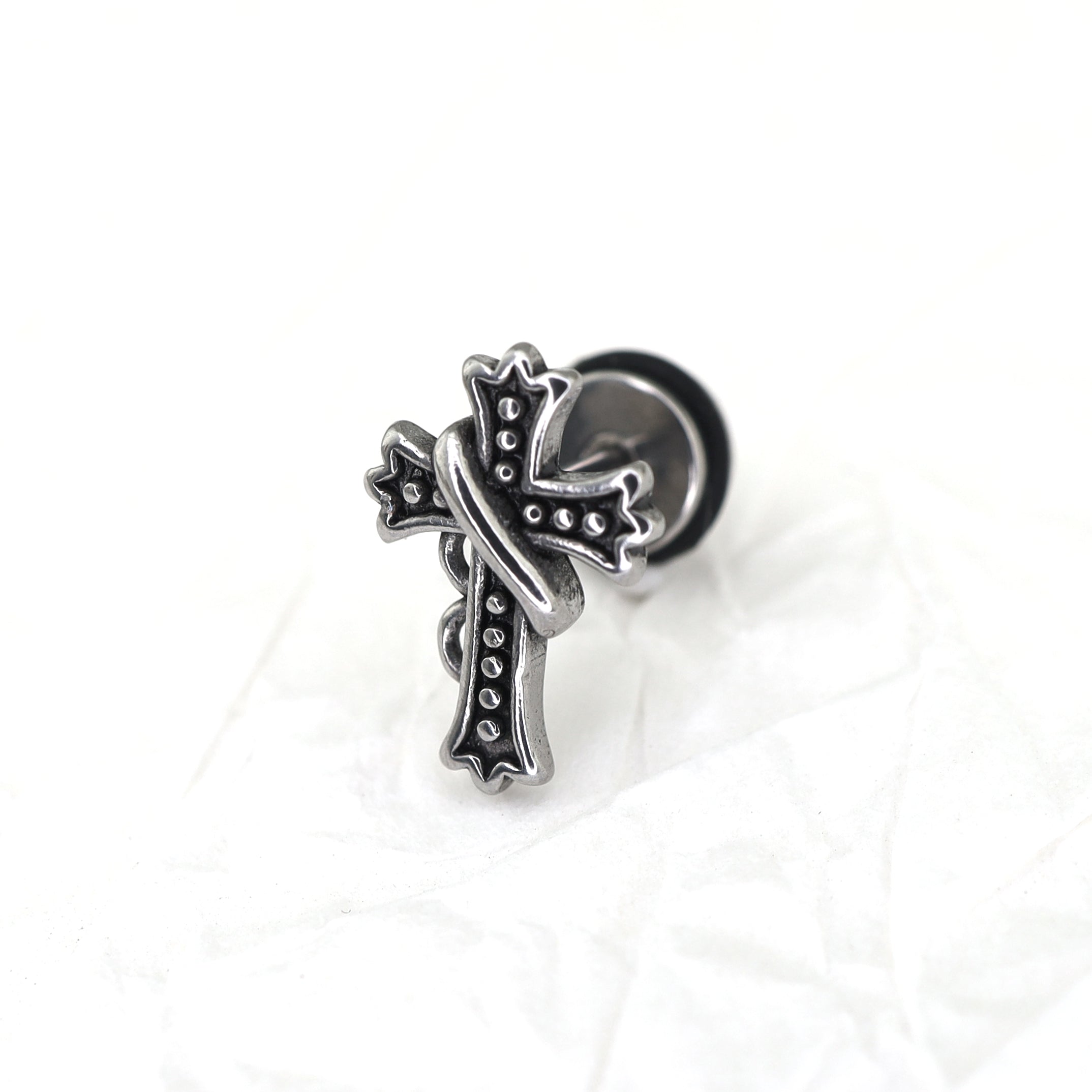 Vintage Twisted Cross Stainless steel Ear Studs - Vintage Twisted Cross Stainless steel Ear Studs - Single by CRUXJEWELRY