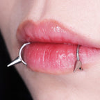 Studded Spike Stainless steel Fake Lip Ring - Studded Spike Stainless steel Fake Lip Ring - Sliver / Single / 8mm by CRUXJEWELRY
