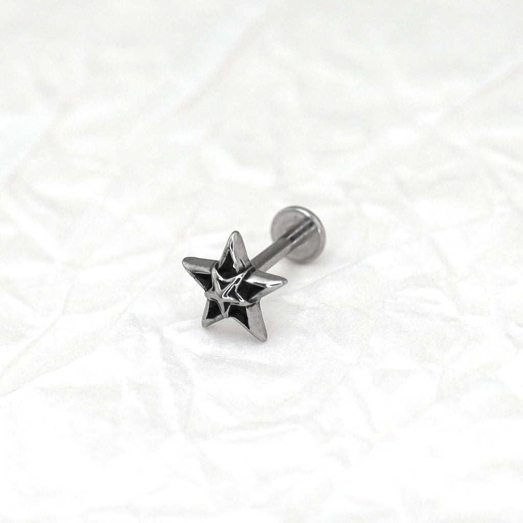 Oil Slick Pentagram Internally Threaded Stainless steel Studs - Oil Slick Pentagram Internally Threaded Stainless steel Studs - 6mm by CRUXJEWELRY
