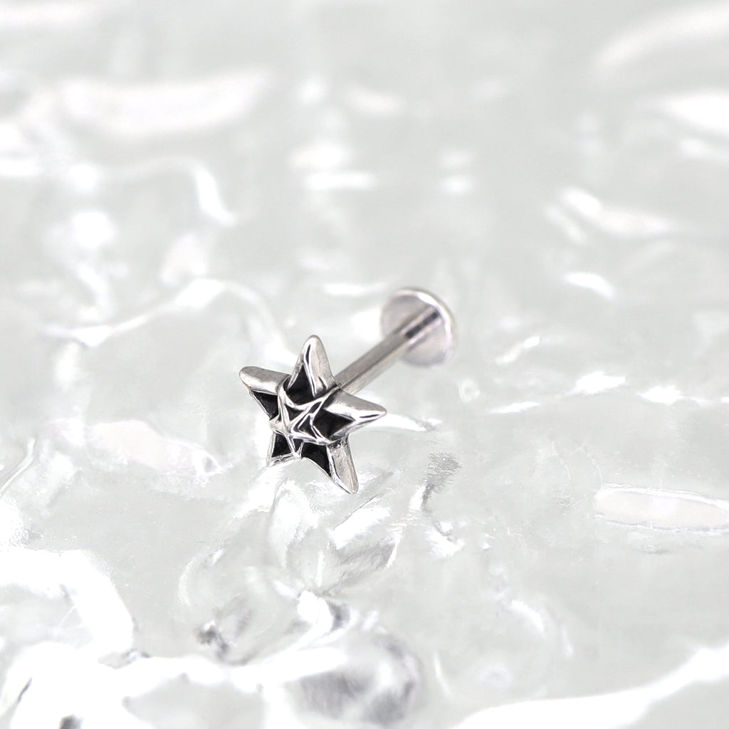 Oil Slick Pentagram Internally Threaded Stainless steel Studs - Oil Slick Pentagram Internally Threaded Stainless steel Studs - 6mm by CRUXJEWELRY