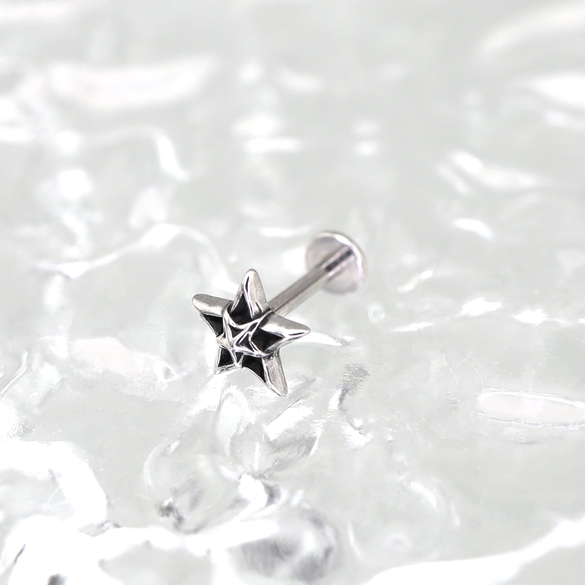 Oil Slick Pentagram Internally Threaded Stainless steel Studs - Oil Slick Pentagram Internally Threaded Stainless steel Studs - 6mm by CRUXJEWELRY