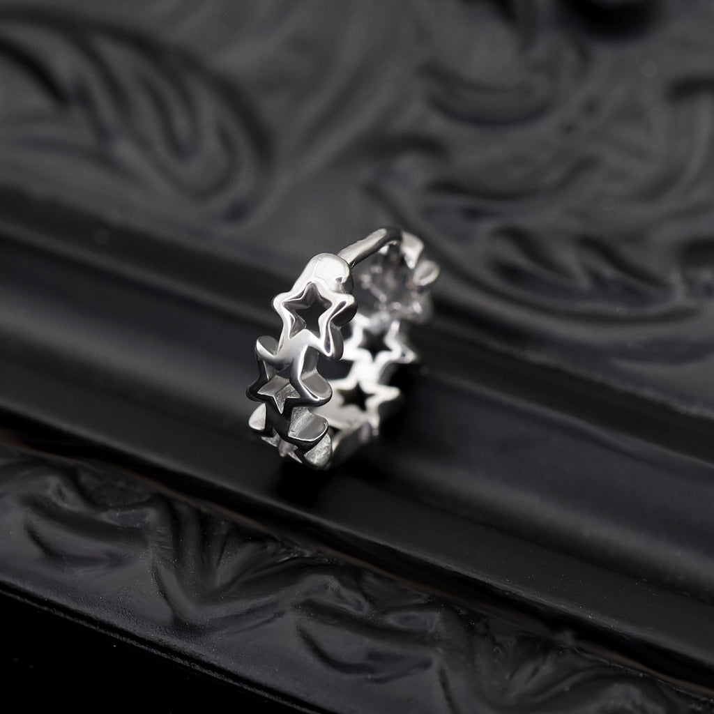 Vintage Openwork Pentagram Stainless Steel Earrings - product image 4