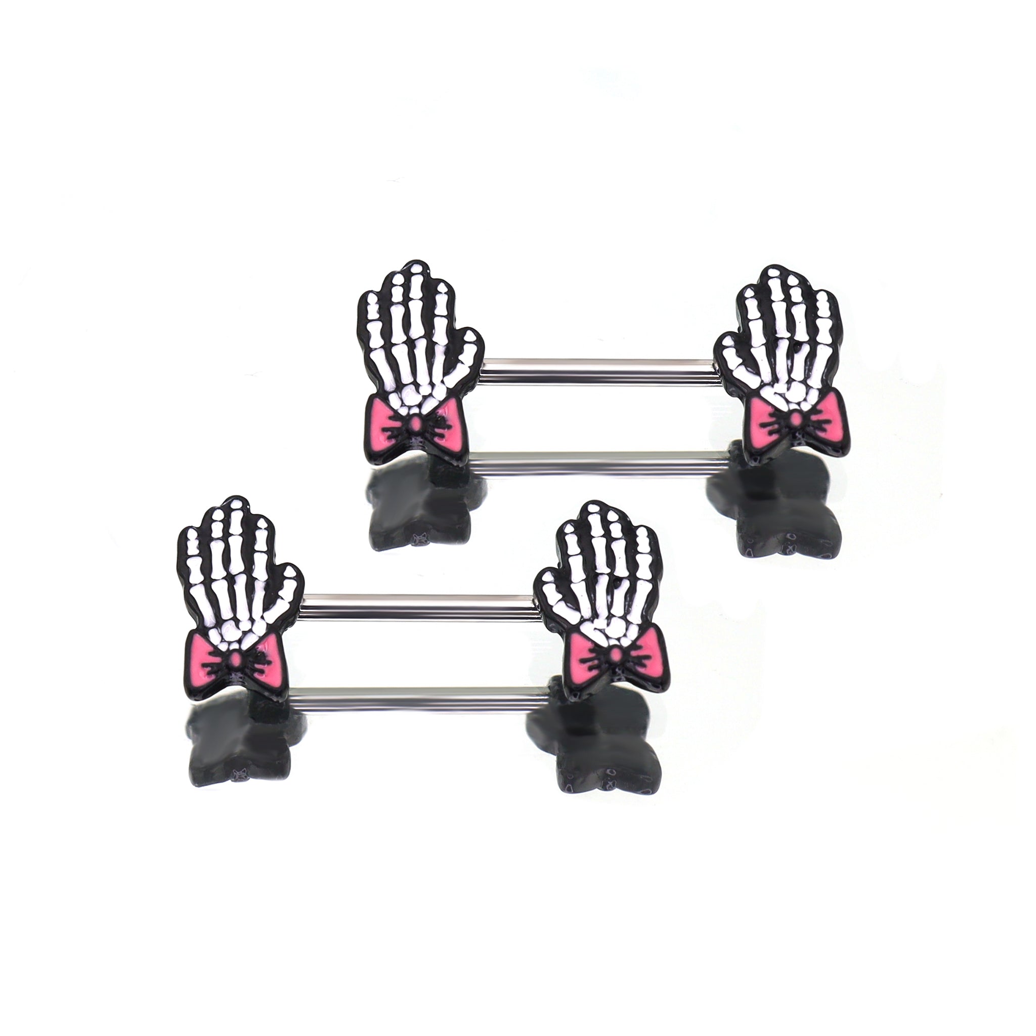 PAIR OF White Skeleton Hand stainless steel Nipple Rings - PAIR OF White Skeleton Hand stainless steel Nipple Rings - Default Title by CRUXJEWELRY