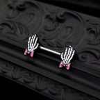 PAIR OF White Skeleton Hand stainless steel Nipple Rings - PAIR OF White Skeleton Hand stainless steel Nipple Rings - Default Title by CRUXJEWELRY