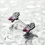 PAIR OF White Skeleton Hand stainless steel Nipple Rings - PAIR OF White Skeleton Hand stainless steel Nipple Rings - Default Title by CRUXJEWELRY