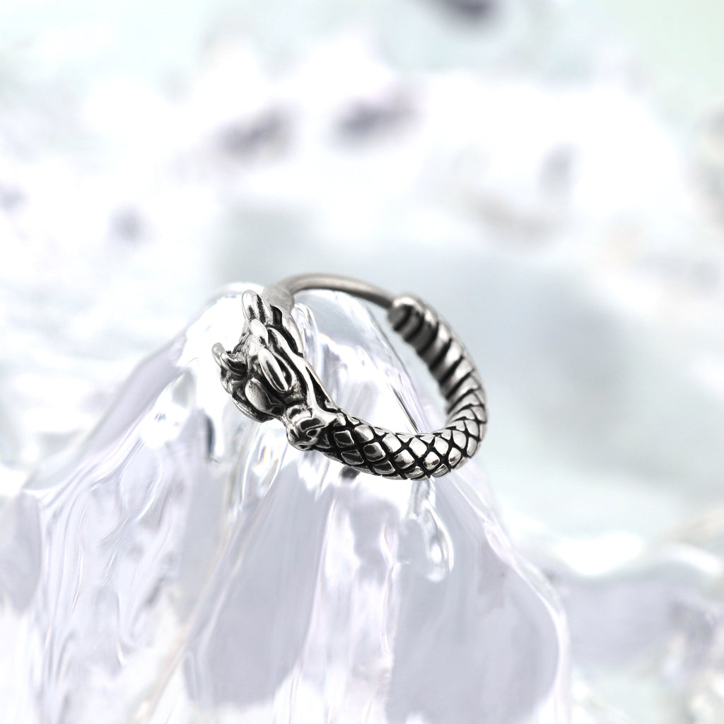 Vintage Engraved Dragon Stainless steel Earrings - Vintage Engraved Dragon Stainless steel Earrings - Single by CRUXJEWELRY