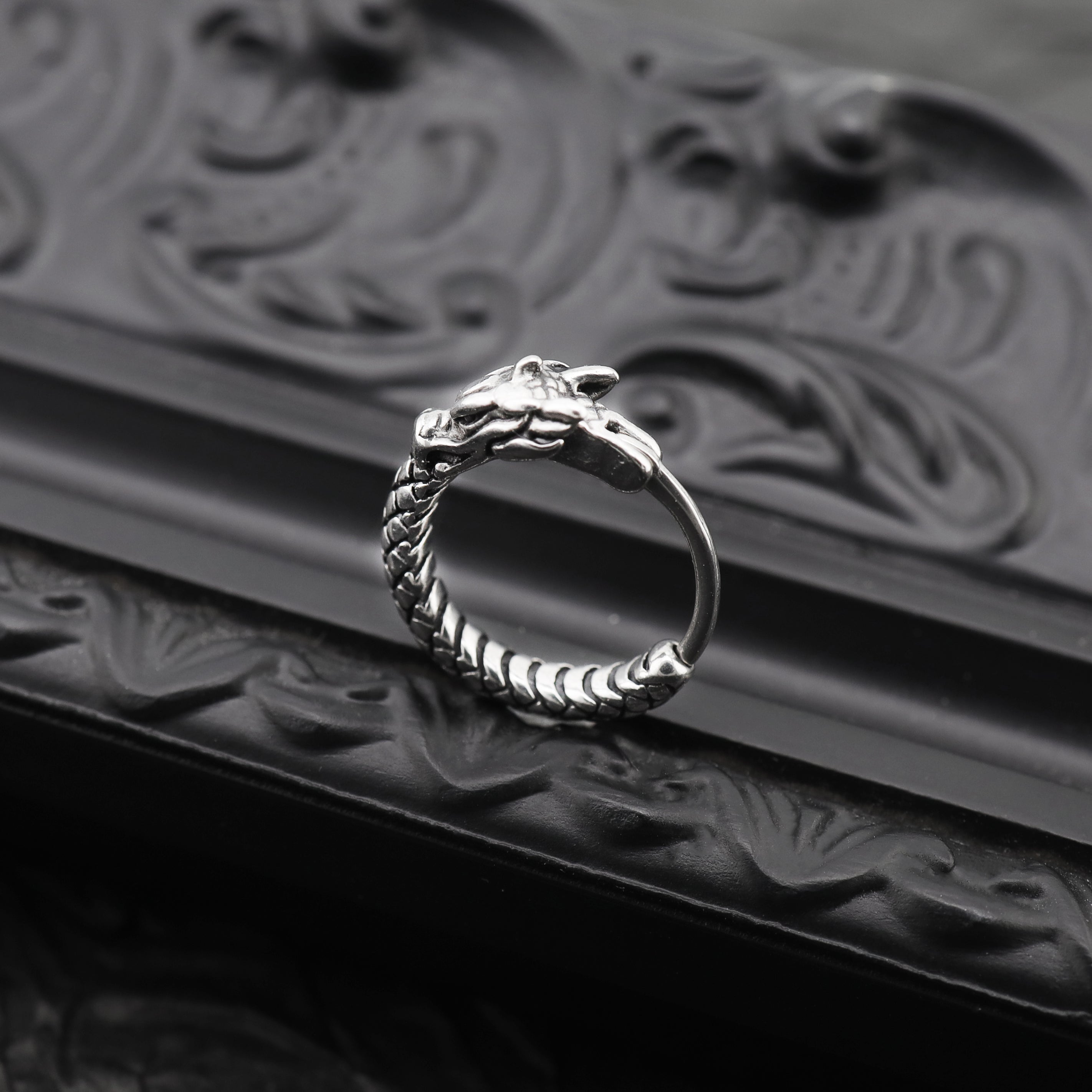 Vintage Engraved Dragon Stainless steel Earrings - Vintage Engraved Dragon Stainless steel Earrings - Single by CRUXJEWELRY