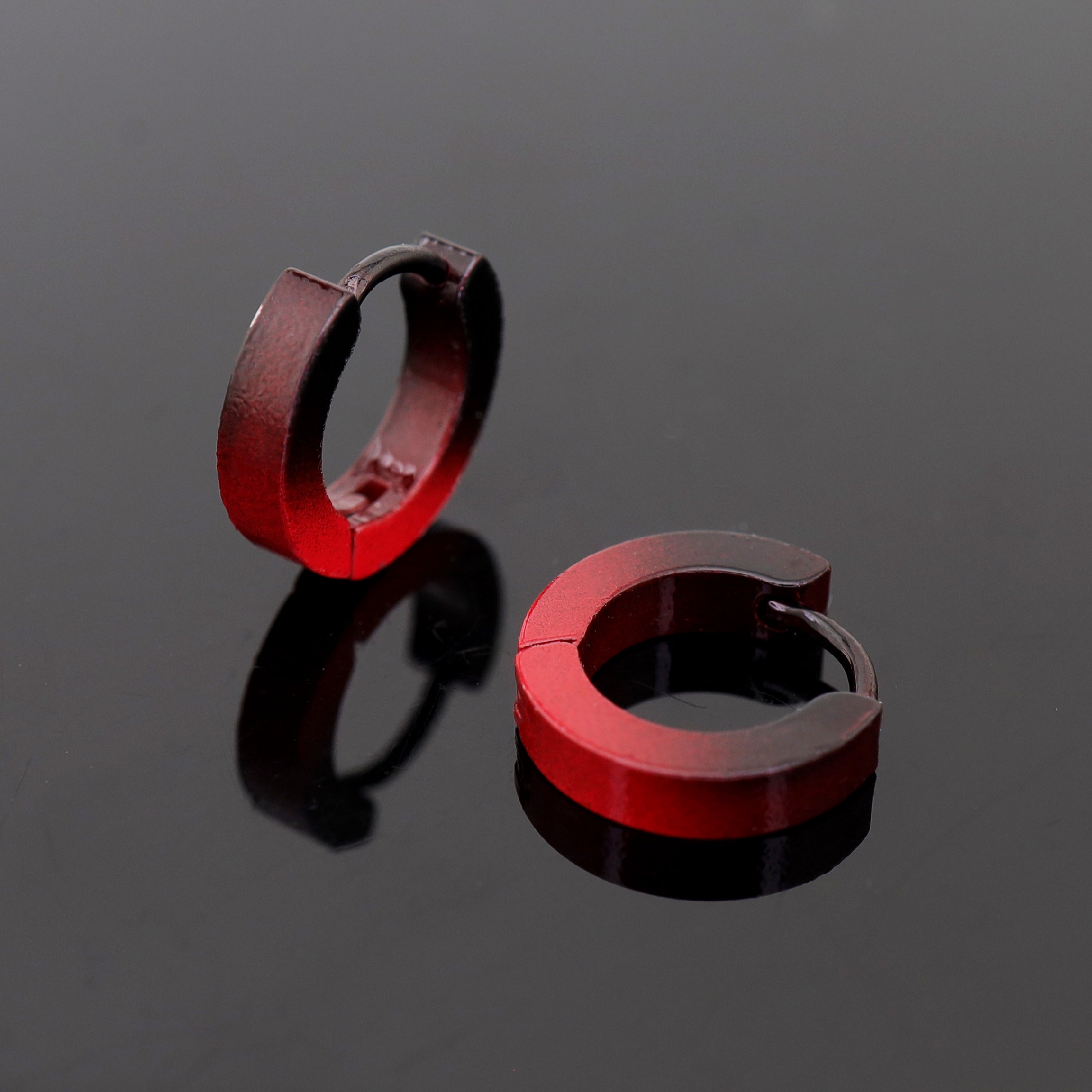 Black-Red Gradient Contrast Stainless Steel Earrings - Black-Red Gradient Contrast Stainless Steel Earrings - Single by CRUXJEWELRY