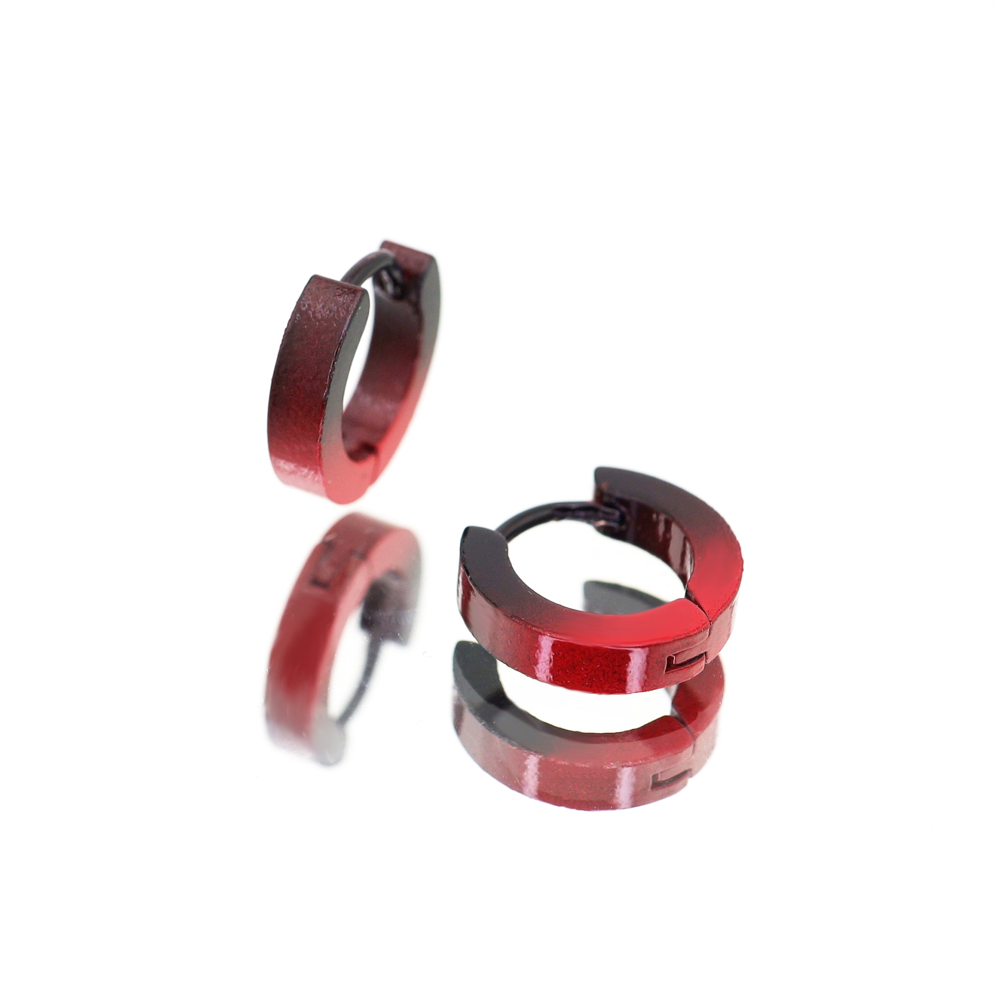 Black-Red Gradient Contrast Stainless Steel Earrings - Black-Red Gradient Contrast Stainless Steel Earrings - Single by CRUXJEWELRY