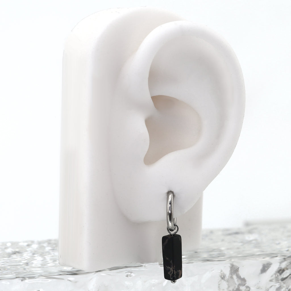 Eastern Aesthetics - Zen Geometric Square Jade Drop Earrings - Eastern Aesthetics - Zen Geometric Square Jade Drop Earrings - White by CRUXJEWELRY