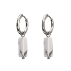 Eastern Aesthetics - Zen Geometric Square Jade Drop Earrings - Eastern Aesthetics - Zen Geometric Square Jade Drop Earrings - Pair of White by CRUXJEWELRY