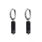 Eastern Aesthetics - Zen Geometric Square Jade Drop Earrings - Eastern Aesthetics - Zen Geometric Square Jade Drop Earrings - Pair of Black by CRUXJEWELRY