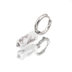 Eastern Aesthetics - Zen Geometric Square Jade Drop Earrings - Eastern Aesthetics - Zen Geometric Square Jade Drop Earrings - White by CRUXJEWELRY