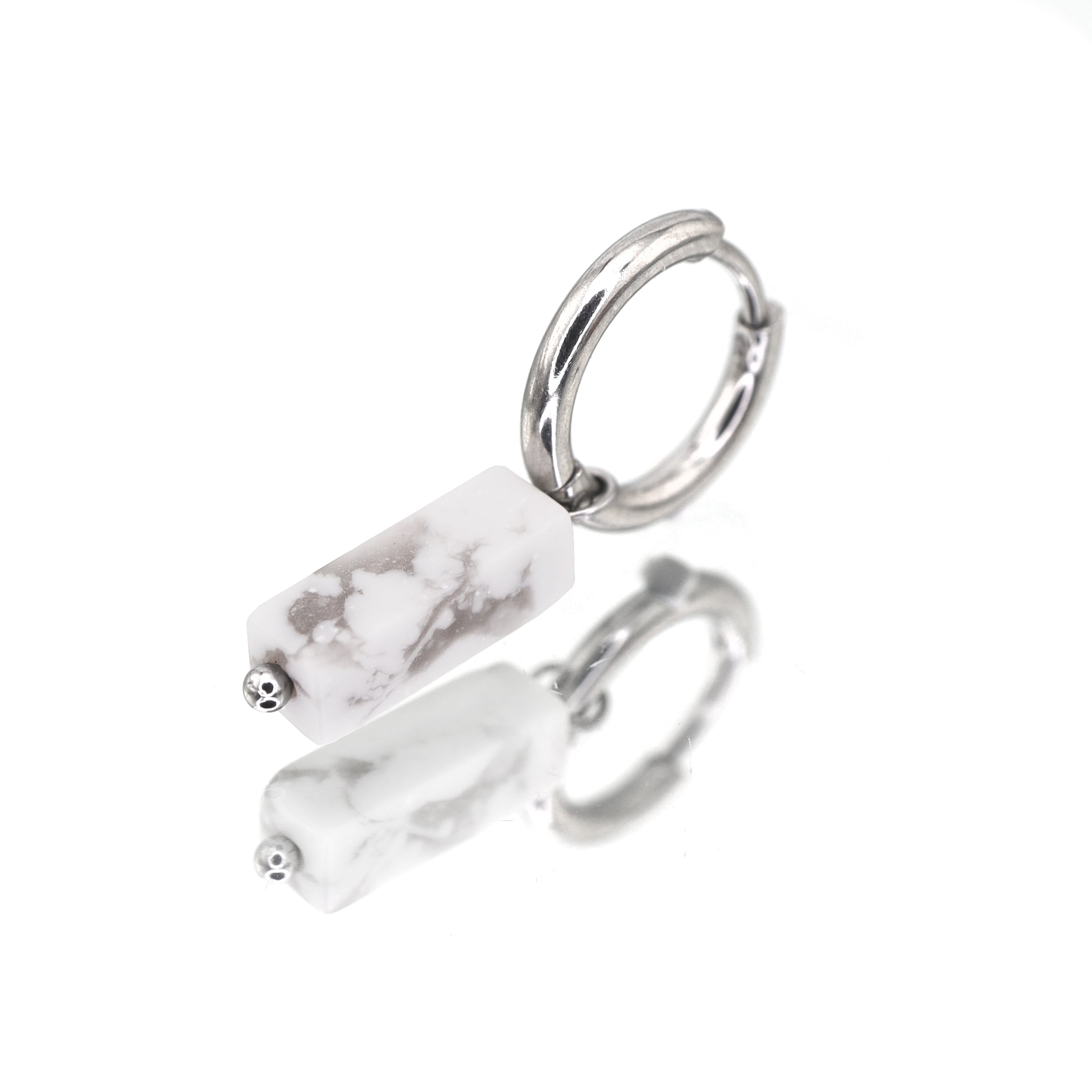 Eastern Aesthetics - Zen Geometric Square Jade Drop Earrings - Eastern Aesthetics - Zen Geometric Square Jade Drop Earrings - White by CRUXJEWELRY