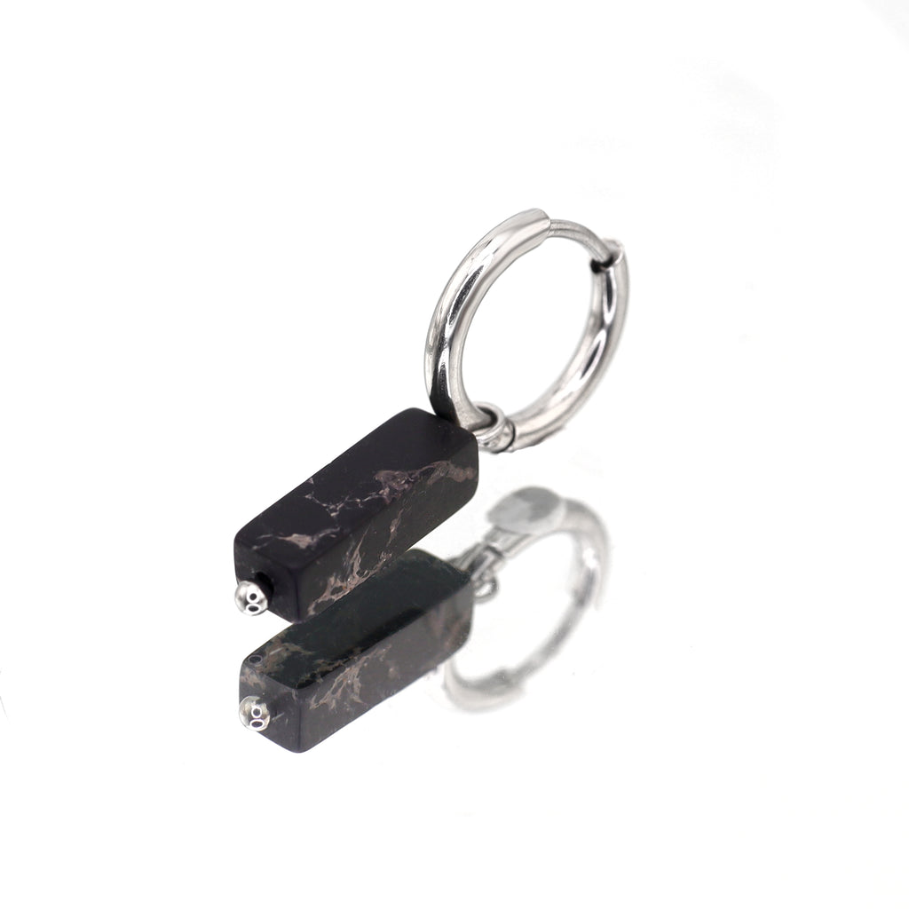 Eastern Aesthetics - Zen Geometric Square Jade Drop Earrings - Eastern Aesthetics - Zen Geometric Square Jade Drop Earrings - Black by CRUXJEWELRY