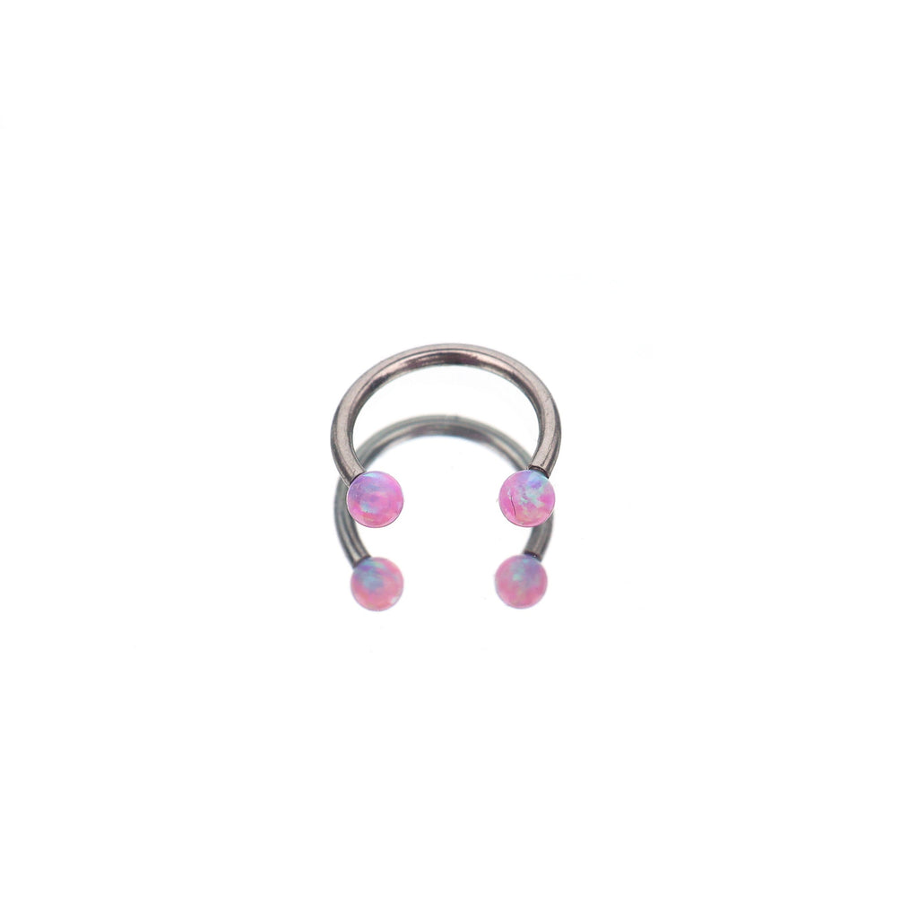 16G Opal Internally Threaded Horseshoe Ring - 16G Opal Internally Threaded Horseshoe Ring - Light Pink / 8mm by CRUXJEWELRY