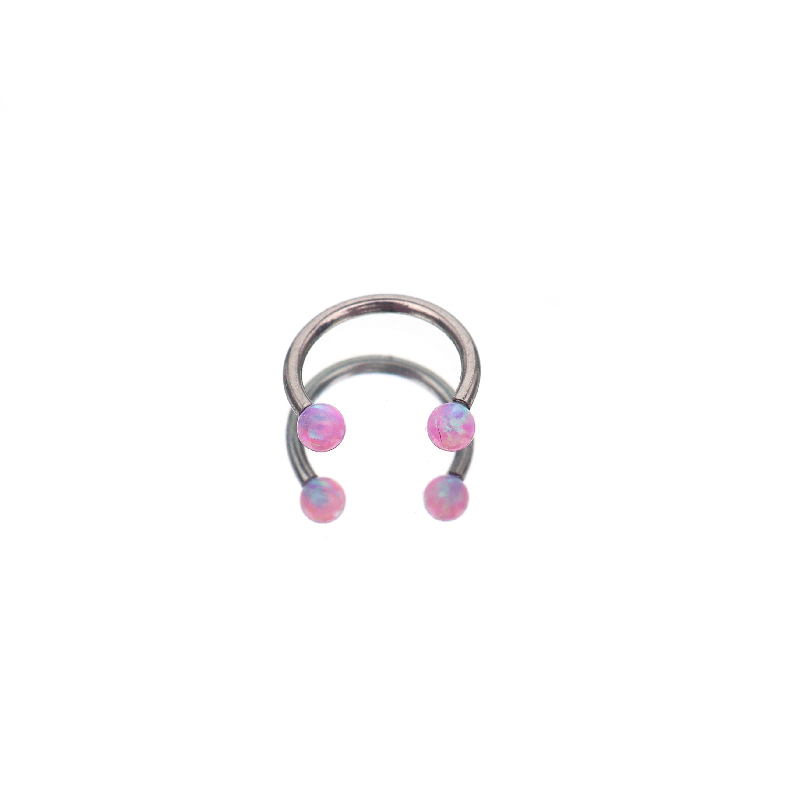 16G Opal Internally Threaded Horseshoe Ring - 16G Opal Internally Threaded Horseshoe Ring - Light Pink / 8mm by CRUXJEWELRY