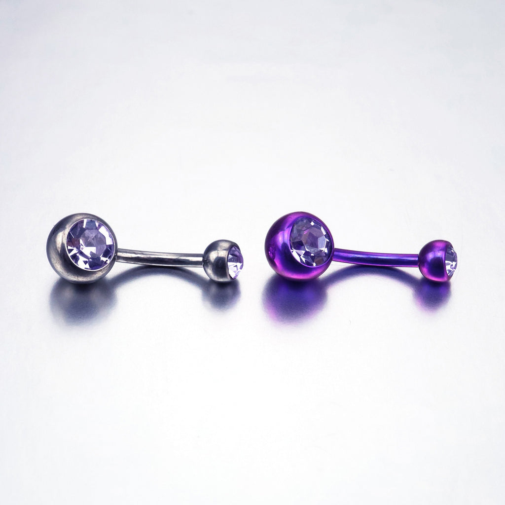 CZ Crystal Titanium Belly Ring - CZ Crystal Titanium Belly Ring - Violet Purple / 6 mm by CRUXJEWELRY