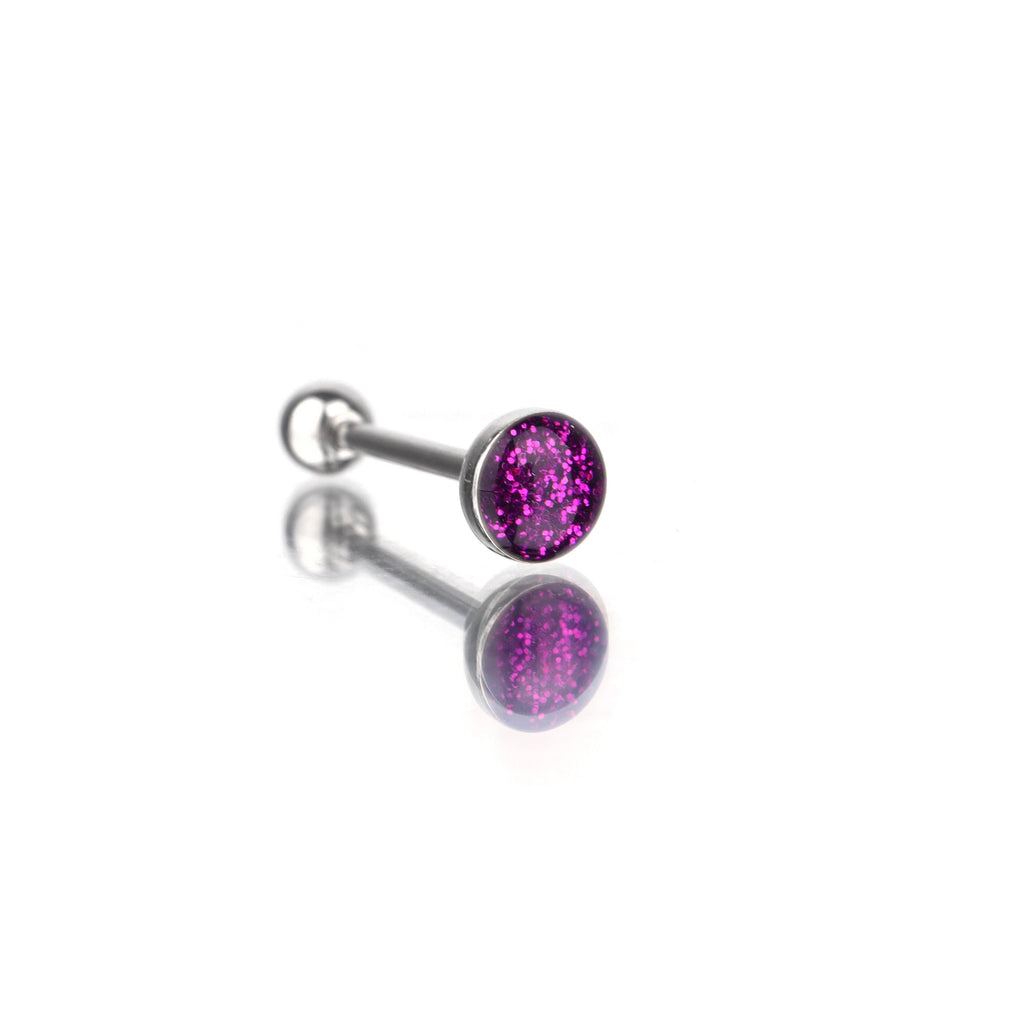 Slick glitter Resin Oil Tongue/Lip Stud - Slick glitter Resin Oil Tongue/Lip Stud - Deep Purple by CRUXJEWELRY