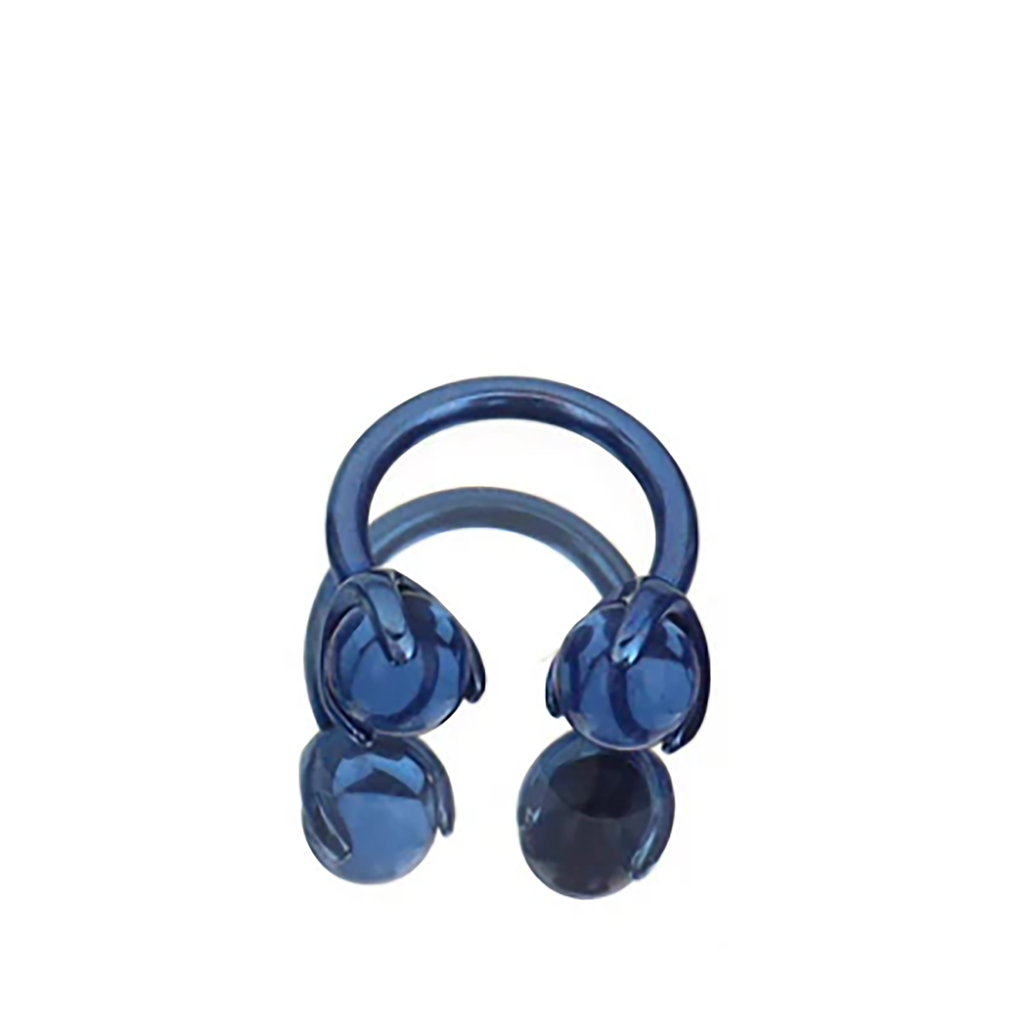 16G CZ ball Titanium Horseshoe Ring - 16G CZ ball Titanium Horseshoe Ring - Ocean Blue by CRUXJEWELRY
