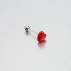Heart-shaped Acrylic Tongue Stud - Heart-shaped Acrylic Tongue Stud - Deep Red / 12mm by CRUXJEWELRY
