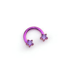 Star Shaped CZ Titanium Horseshoe Ring - Star Shaped CZ Titanium Horseshoe Ring - Purple / 6mm by CRUXJEWELRY