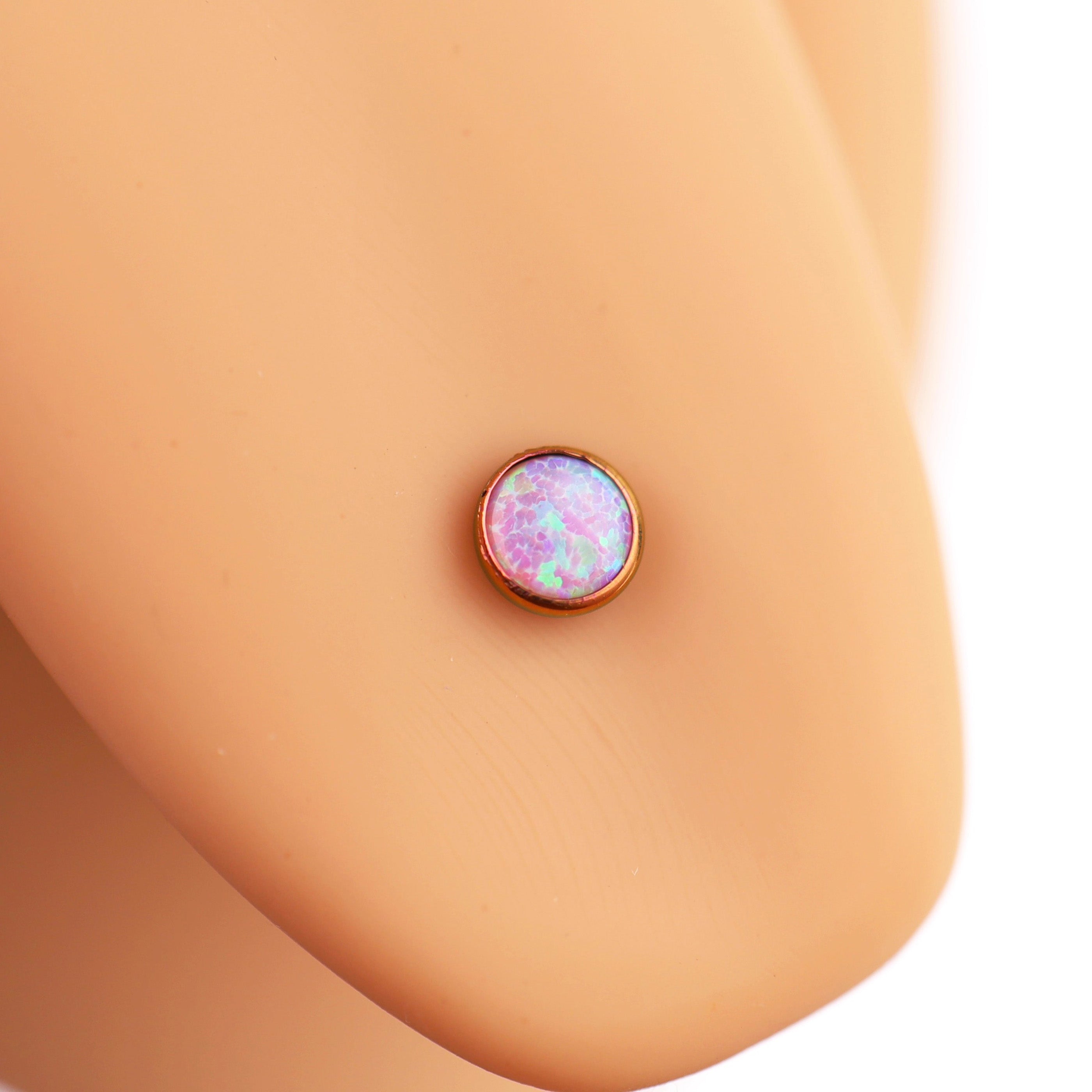 Flat Opal Titanium Internally Threaded Tongue Stud - Flat Opal Titanium Internally Threaded Tongue Stud - peach-pink / 12mm by CRUXJEWELRY