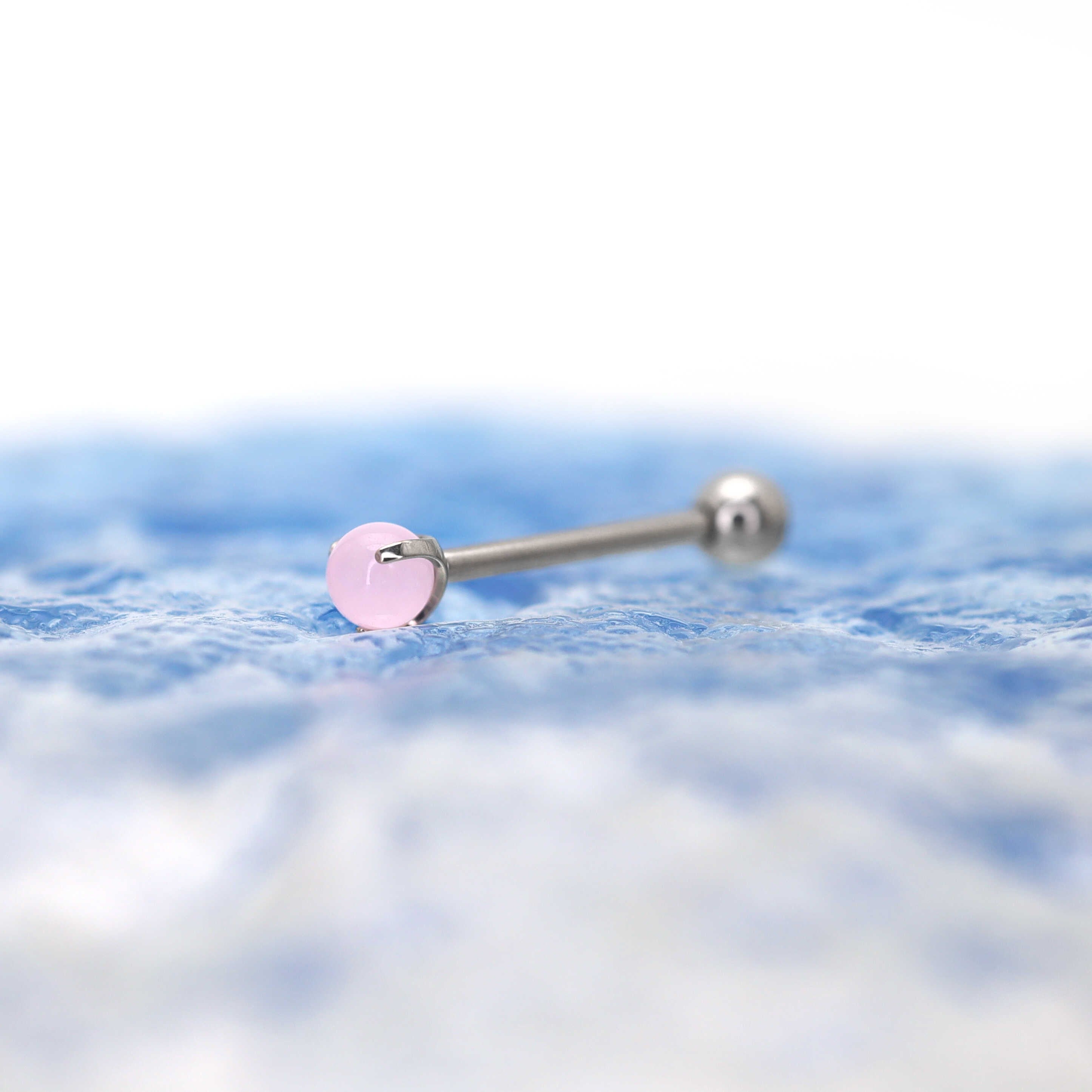 14G Titanium CZ Internally Threaded Barbell - 14G Titanium CZ Internally Threaded Barbell - Light Pink / 4mm by CRUXJEWELRY