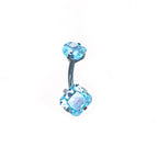 High-Shine Square CZ Titanium Navel Ring - High-Shine Square CZ Titanium Navel Ring - Light Blue by CRUXJEWELRY