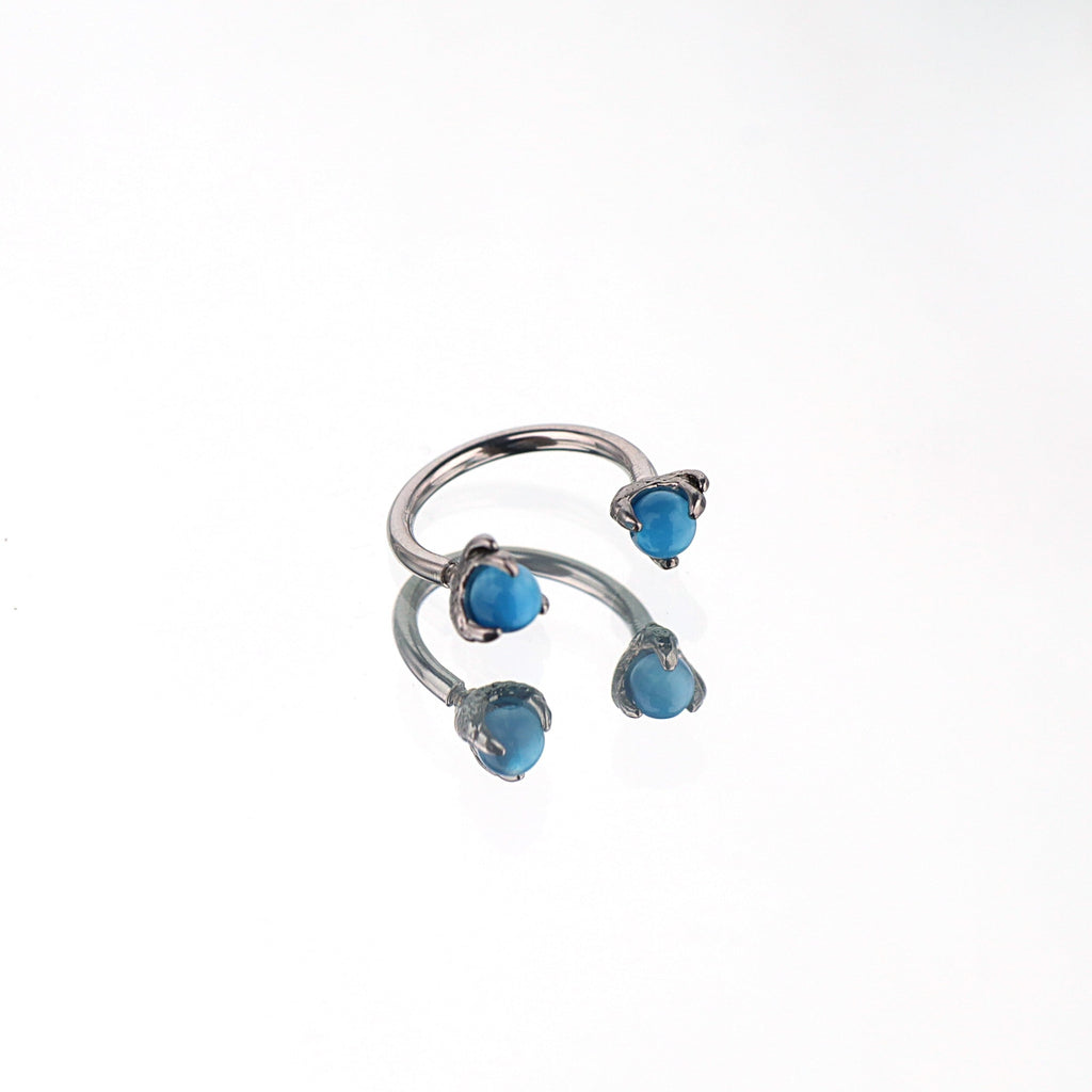 Colorful Dragon Claw CZ Stainless Steel Horseshoe Ring - Colorful Dragon Claw CZ Stainless Steel Horseshoe Ring - Ocean Blue / 8mm by CRUXJEWELRY