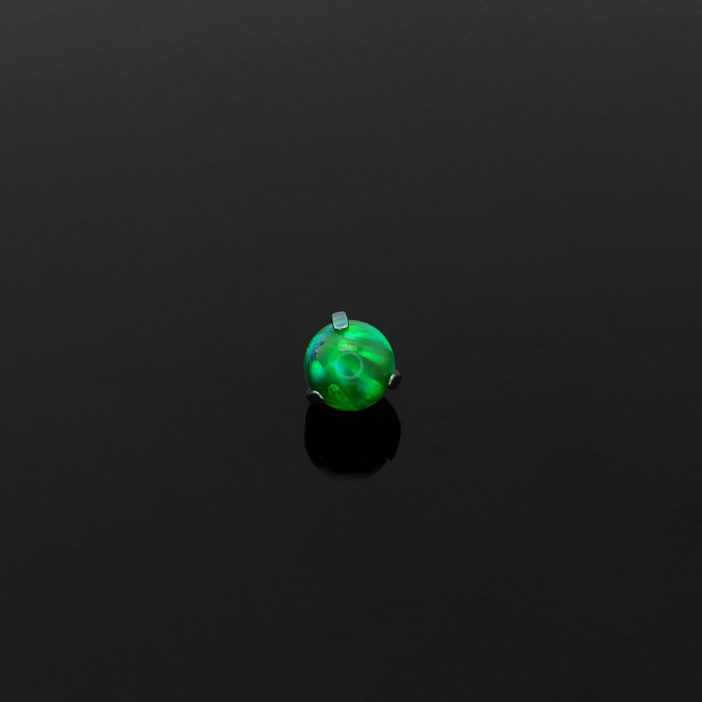 High Shine Opal Internally Threaded Titanium tongue stud - High Shine Opal Internally Threaded Titanium tongue stud - White / 4 mm by CRUXJEWELRY