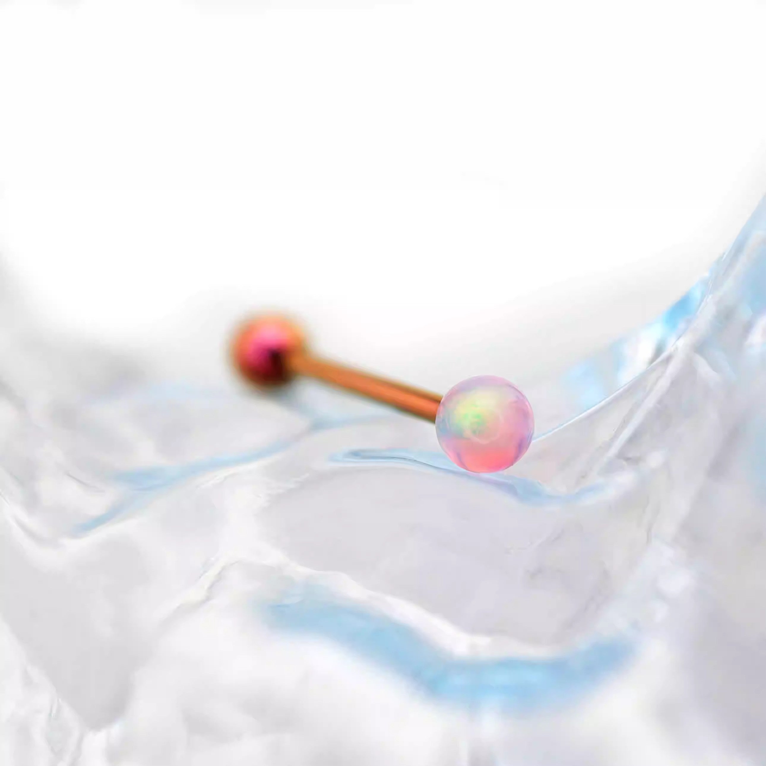 14G Opal Internally Threaded Titanium Barbell - 14G Opal Internally Threaded Titanium Barbell - Peach Pink / 4mm by CRUXJEWELRY