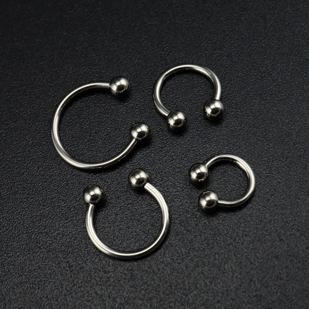 Classic Externally Threaded Titanium Horseshoe ring - Classic Externally Threaded Titanium Horseshoe ring - Deep Blue / 3 mm by CRUXJEWELRY