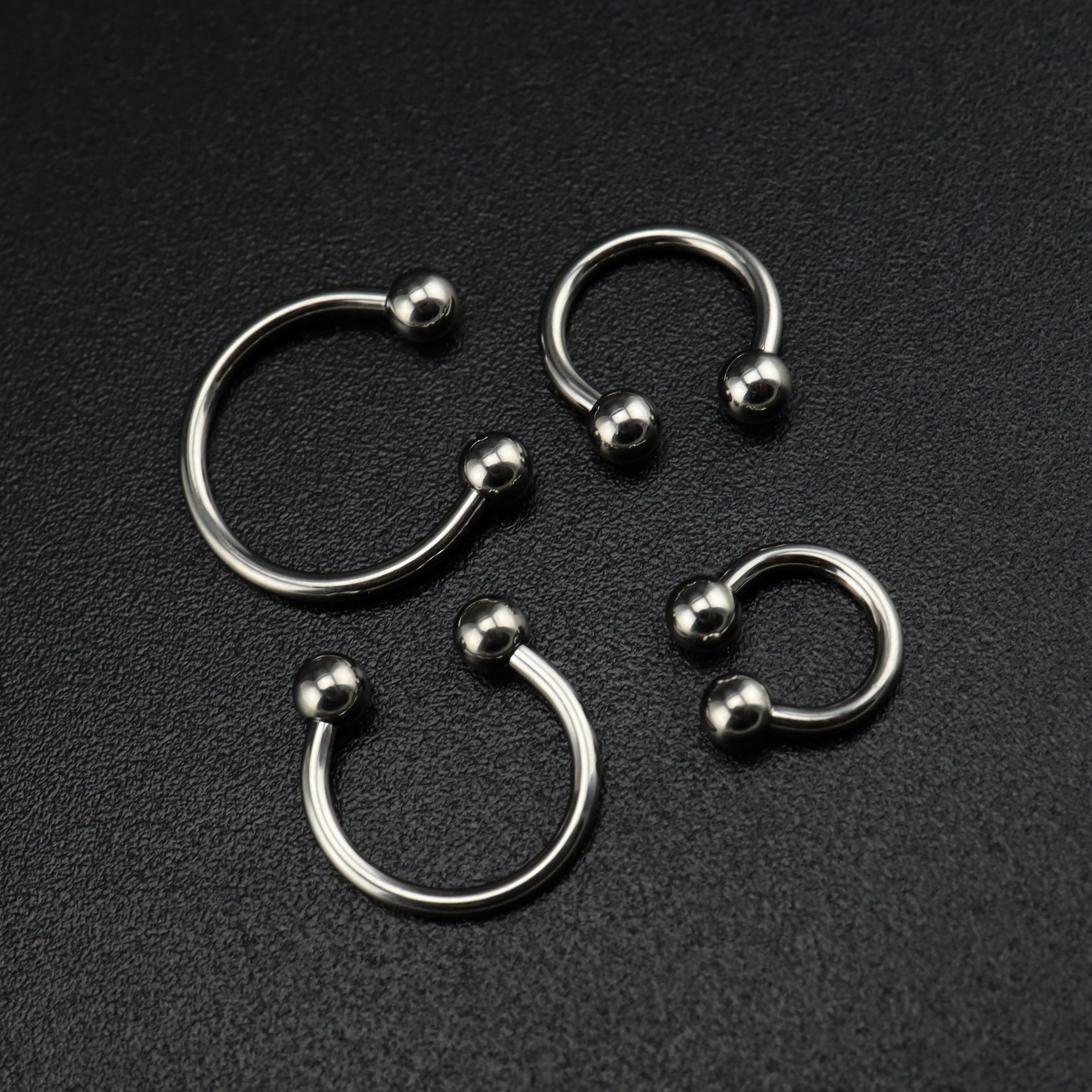 Classic Externally Threaded Titanium Horseshoe ring - Classic Externally Threaded Titanium Horseshoe ring - Deep Blue / 3 mm by CRUXJEWELRY