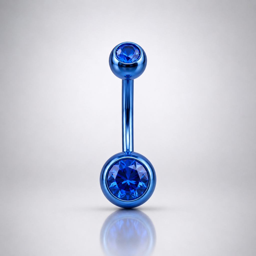 Bauchnabelpiercing aus Titan mit Zirkonia-Kristall 