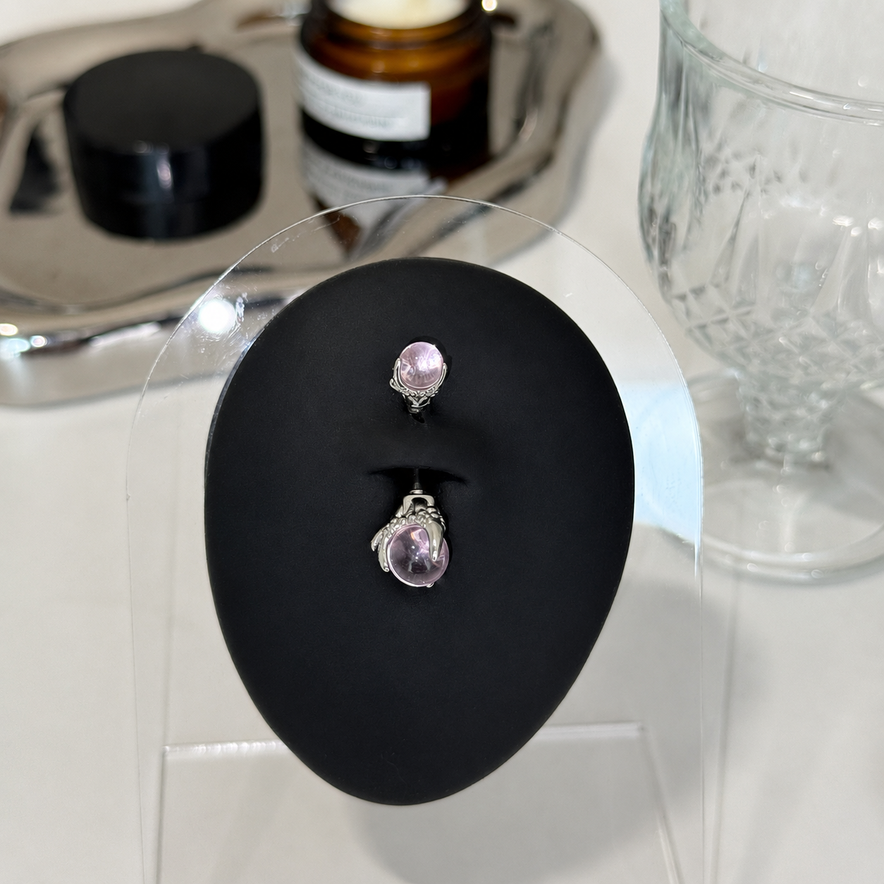 Crystal Orb Titanium Belly Ring