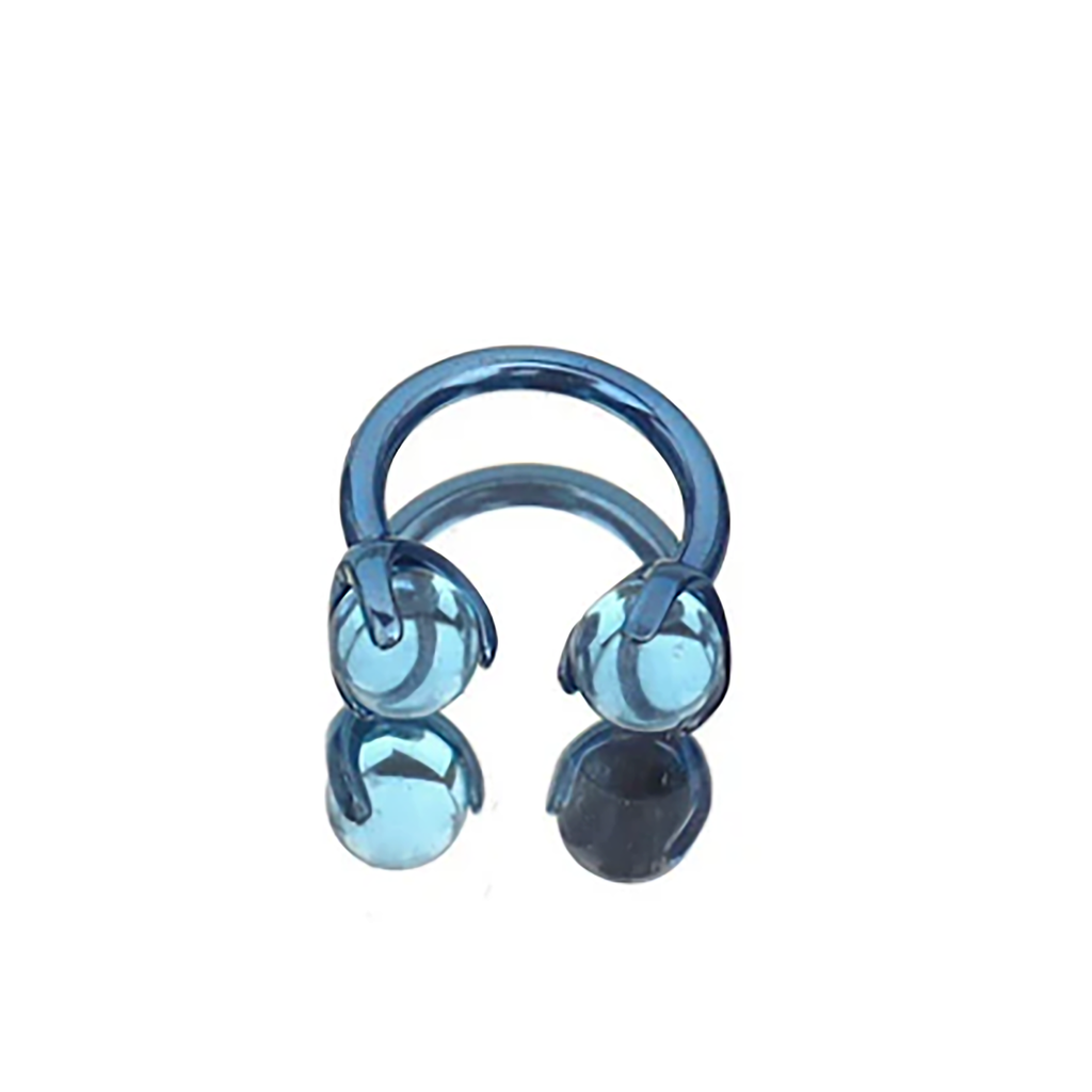 16G CZ ball Titanium Horseshoe Ring - 16G CZ ball Titanium Horseshoe Ring - lce Blue by CRUXJEWELRY
