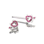 Hot Pink CZ Openwork Demon Heart Stainless Steel Nipple Rings - Hot Pink CZ Openwork Demon Heart Stainless Steel Nipple Rings - Single by CRUXJEWELRY