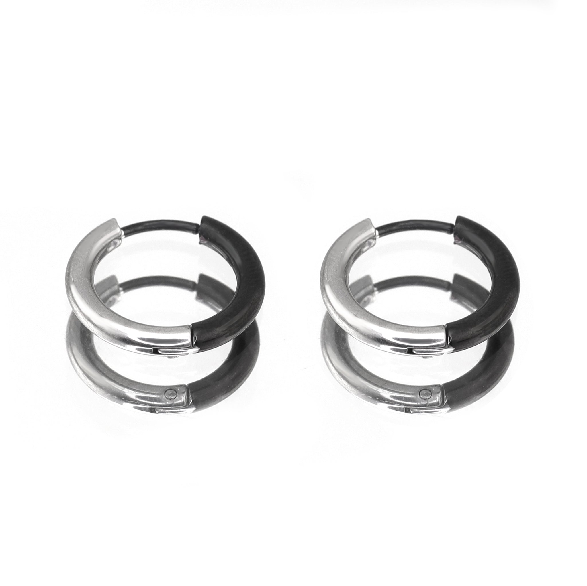 Black & White Contrast Stainless Steel Earrings - Black & White Contrast Stainless Steel Earrings - Single by CRUXJEWELRY