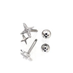 Double Star CZ Stainless Steel Studs - Double Star CZ Stainless Steel Studs - Single by CRUXJEWELRY