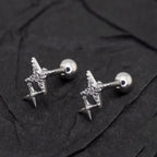 Double Star CZ Stainless Steel Studs - Double Star CZ Stainless Steel Studs - Single by CRUXJEWELRY