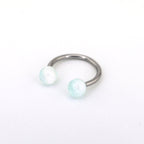 Acrylic Opal Stainless Steel Horseshoe Ring - Acrylic Opal Stainless Steel Horseshoe Ring - Misty Blue / 8mm by CRUXJEWELRY